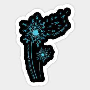 Dandelion Ovarian Cancer Awareness Never Give Up Sticker